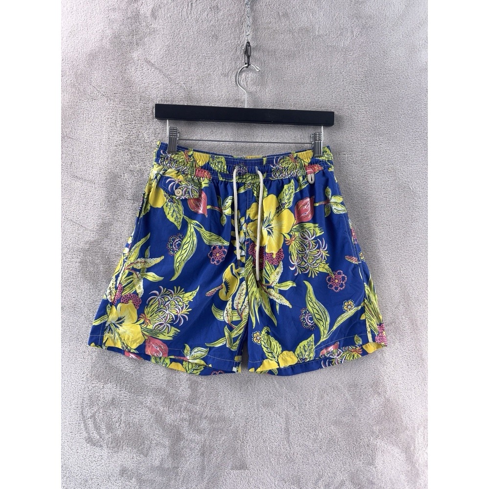 Polo Ralph Lauren Swim Shorts Mens Size Small Blue Floral Trunks Resort Beach